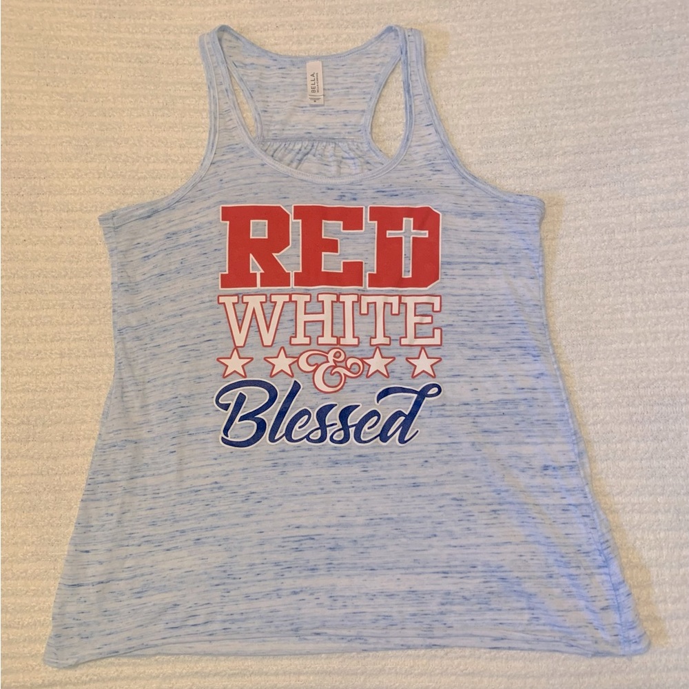 Patriotic Tank • Women’s Med • Red, White & Blessed